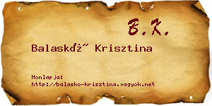 Balaskó Krisztina névjegykártya